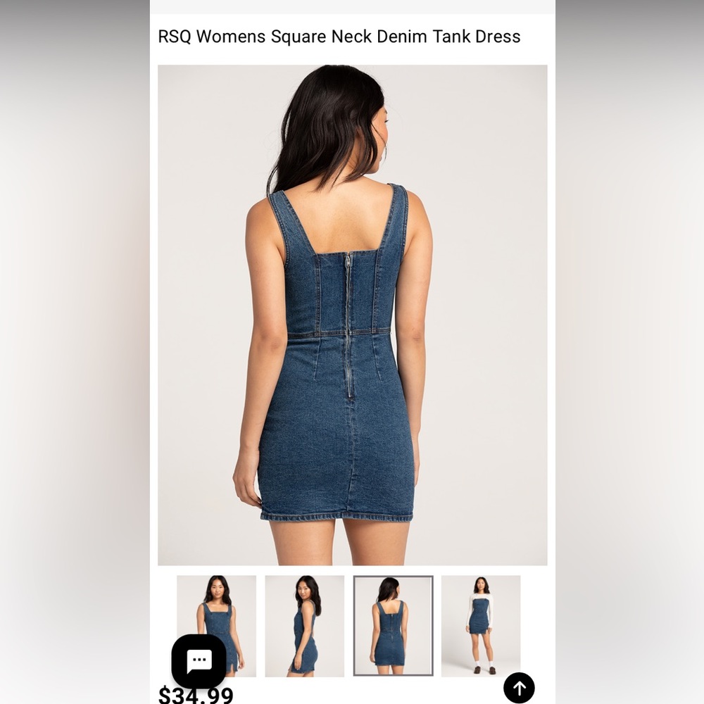 Tilly’s RSQ Womens Square Neck Denim Tank Dress